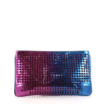 Christian Louboutin Loubiposh Clutch Spiked Patent Blue 3221203