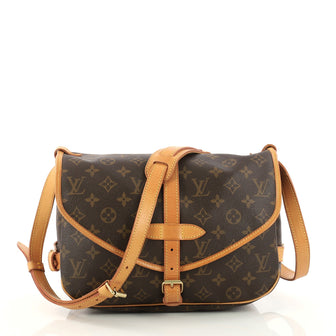 Louis Vuitton Saumur Handbag Monogram Canvas PM Brown 3221305