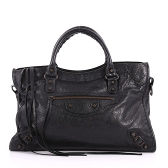 Balenciaga City Classic Studs Handbag Leather Medium Black 3221702