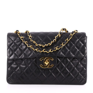  Chanel Vintage Classic Single Flap Bag Quilted Lambskin Black 3222202