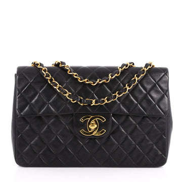 Chanel Vintage Classic Single Flap Bag Quilted Lambskin Maxi Black 3222601