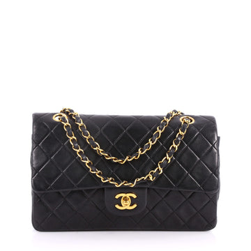 Chanel Vintage Classic Double Flap Bag Quilted Lambskin Medium Black 3223402