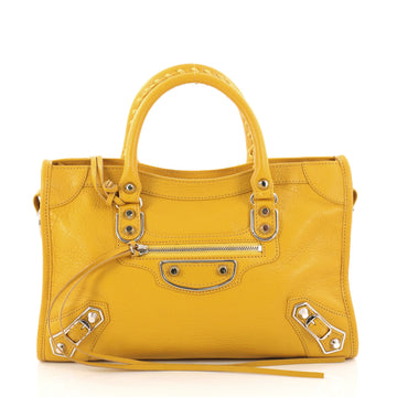 Balenciaga City Classic Studs Metallic Edge Handbag Leather Small Yellow 3224102