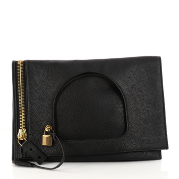 Tom Ford Alix Fold Over Bag Leather Medium Black 3224103