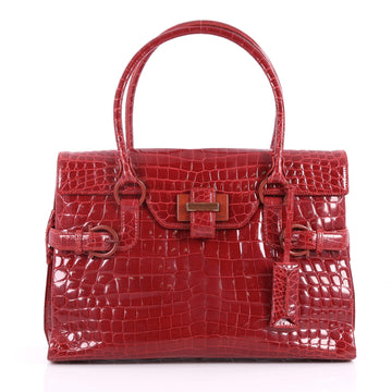 Salvatore Ferragamo Belt Flap Weekender Bag Alligator 3226401