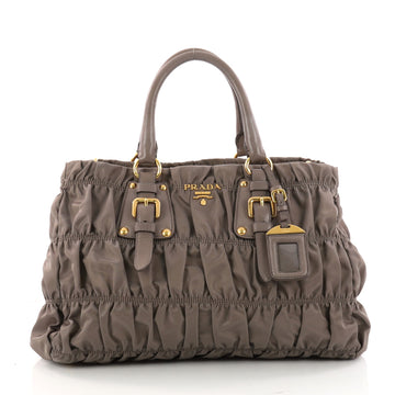 Prada Gaufre Convertible Satchel Tessuto Medium Gray 3227403