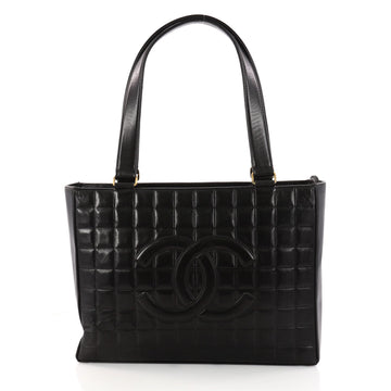 Chanel Chocolate Bar CC Tote Quilted Leather Large Black 3229506