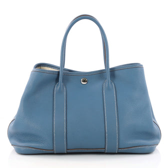 Hermes Garden Party Tote Leather 30 Blue 3229901