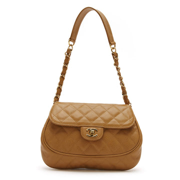 Chanel Rounded Shoulder with Flap Quilted Cavia