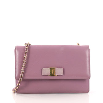 Salvatore Ferragamo Ginny Crossbody Bag Saffiano Leather Medium Purple 3230005