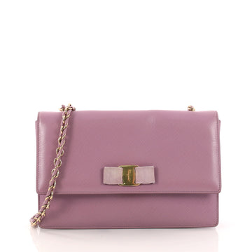 Salvatore Ferragamo Ginny Crossbody Bag Saffiano Leather Medium Purple 3230005