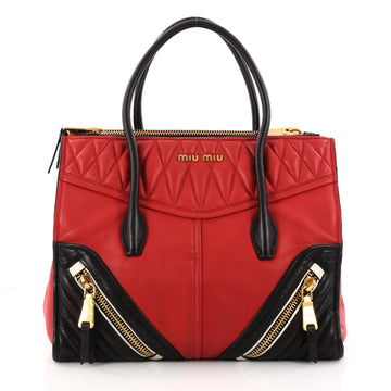 Miu Miu Biker Convertible Tote Leather Medium Red 3230203