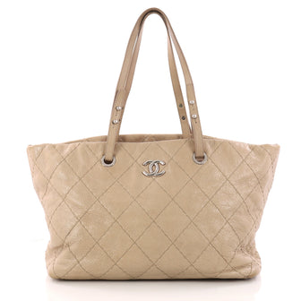 Chanel On The Road Tote Quilted Leather Small Neutral 3230601
