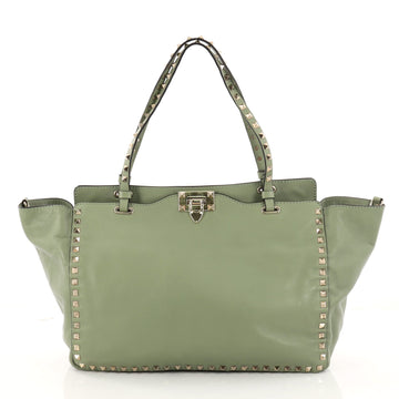 Valentino Rockstud Tote Soft Leather Medium Green 3230605