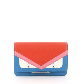 Fendi Monster Wallet On Chain Leather Blue 3230801