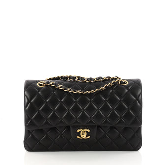 Chanel Classic Double Flap Bag Quilted Lambskin Medium Black 3231001