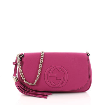Gucci Soho Chain Crossbody Bag Leather Medium Pink 3232206