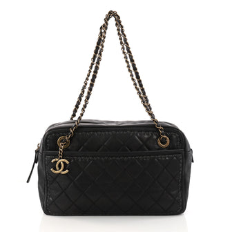 Chanel Whipstitch Camera Case Bag Quilted Iridescent Calfskin Large Black 3233903