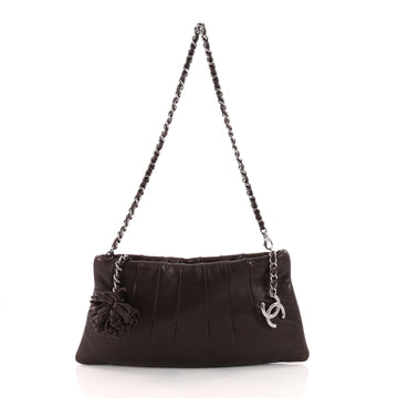 Chanel Vintage Pleated Pochette Lambskin Small Brown 3234002