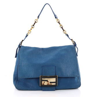 Fendi Forever Big Mama Handbag Leather Blue 3234003