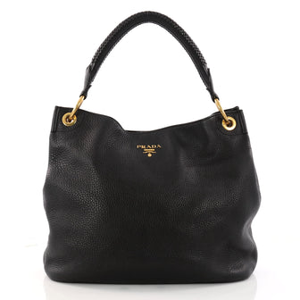  Prada Rolled Hobo Vitello Daino Large Black 3235901