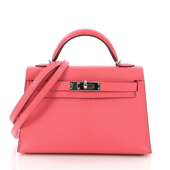 Hermes Kelly Mini II Handbag Pink Chevre de Coromandel Pink 3236001