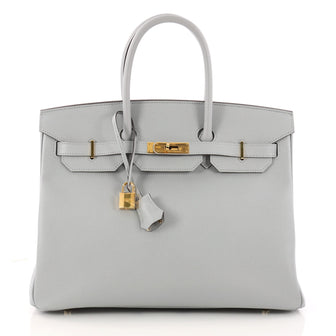 Hermes Birkin Handbag Blue Epsom with Gold Hardware 35 3236601