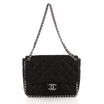Chanel Chain Around Flap Bag Quilted Leather Maxi Black 3236901