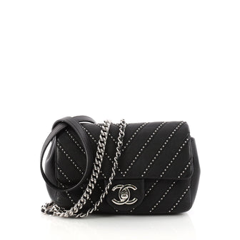 Chanel Stud Wars Waist Chain Flap Bag Chevron Calfskin Mini Black 3238101