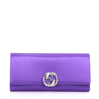 Gucci GG Broadway Clutch Satin with Crystals Purple 3238205