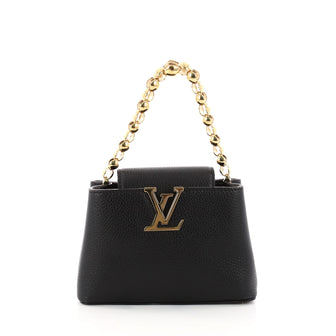 Louis Vuitton Chain Capucines Handbag Leather Mini Black 3239101