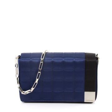 Chanel Chocolate Bar Chain Clutch Quilted Satin Mini Blue 3239102
