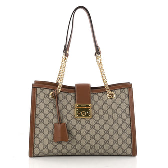 Gucci Padlock Chain Tote GG Coated Canvas Medium Brown 3240102