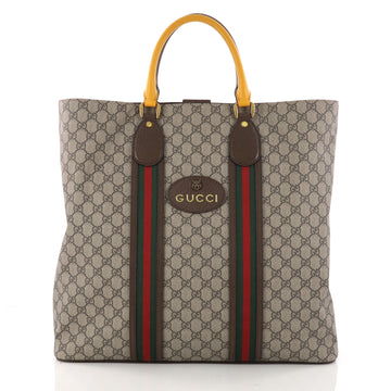 Gucci Animalier Soft Web Tote GG Coated Canvas Tall Brown 3240105