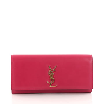  Saint Laurent Classic Monogram Clutch Leather Long Pink 3240302