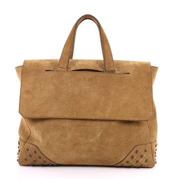 Tod's Envelope Convertible Tote Suede Medium Brown 3241601