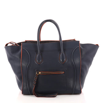 Celine Phantom Handbag Grainy Leather Medium Blue 3244401