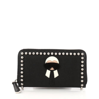 Fendi Karlito Zip Around Wallet Studded Saffiano Leather 3244507