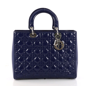 Christian Dior Lady Dior Handbag Cannage Quilt Patent Large 3244903
