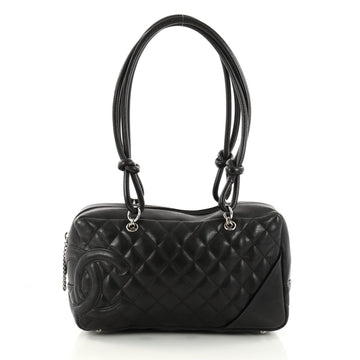Chanel Cambon Bowler Bag Quilted Leather Medium Black 3245503
