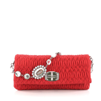 Miu Miu Crystal Clutch Matelasse Fabric Medium Red 3245801