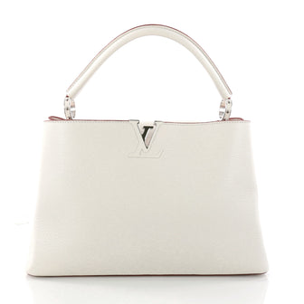 Louis Vuitton Capucines Handbag Leather MM White 3246401