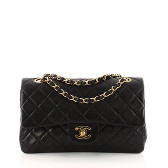 Chanel Vintage Classic Double Flap Bag Quilted Lambskin Small Black 3247002