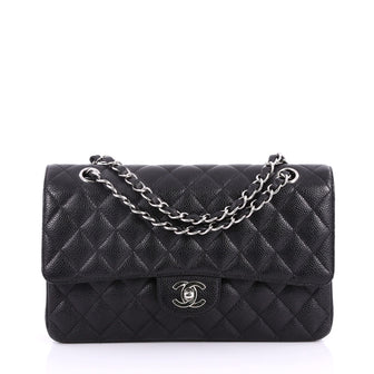 Chanel Vintage Classic Double Flap Bag Quilted Caviar Medium Black 3251301