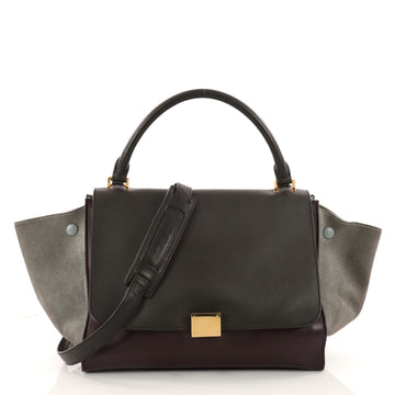 Celine Tricolor Trapeze Handbag Leather Medium Brown 3251501