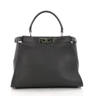 Fendi Selleria Peekaboo Handbag Leather Regular Gray 3251802