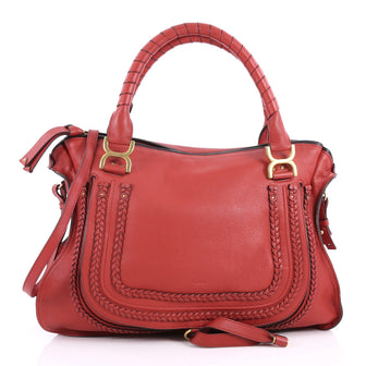 Chloe Marcie Braided Satchel Leather Large Red 3252402