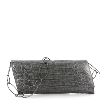Nancy Gonzalez Convertible Ring Clutch Crocodile Medium Gray 3255304
