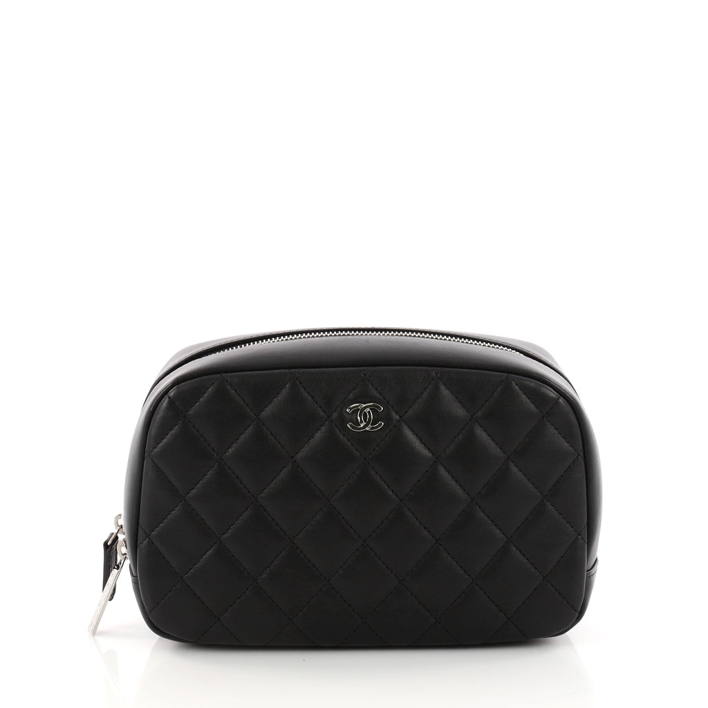 Chanel Black Sports CC Logo Toiletry Pouch Cosmetic Case Make Up