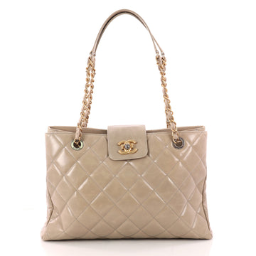 Chanel Daily Walk Shopping Tote Quilted Glazed Calfskin Medium Neutral 3256004